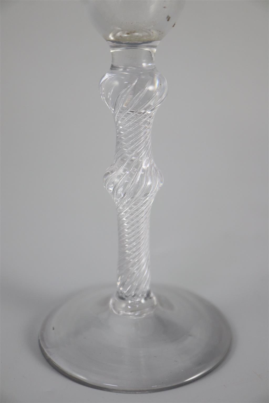 A air twist wine glass, of Jacobite significance, c.1745, 16.7cm high